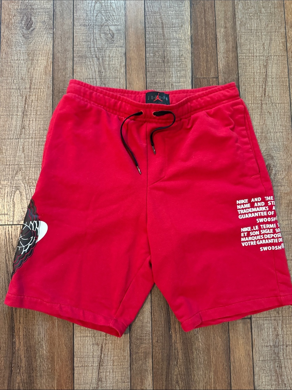 Jordan Red Graphic Athletic Shorts with Black Drawstring